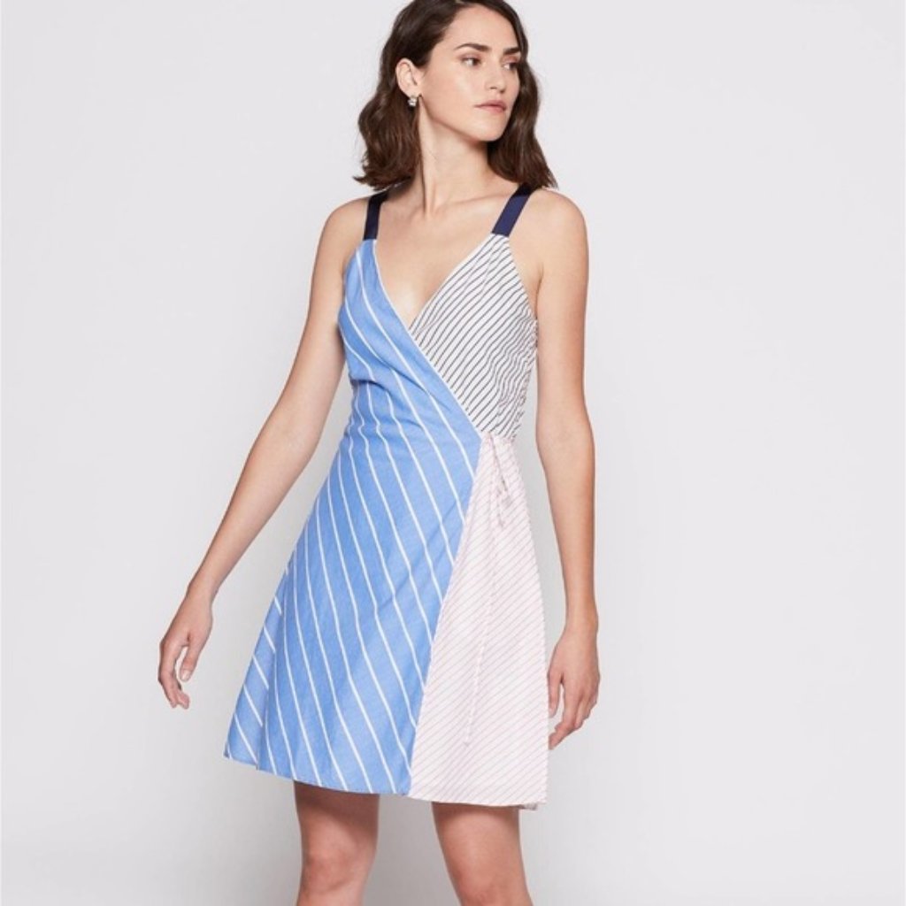 Joie Editha Striped Wrap Dress Sz S